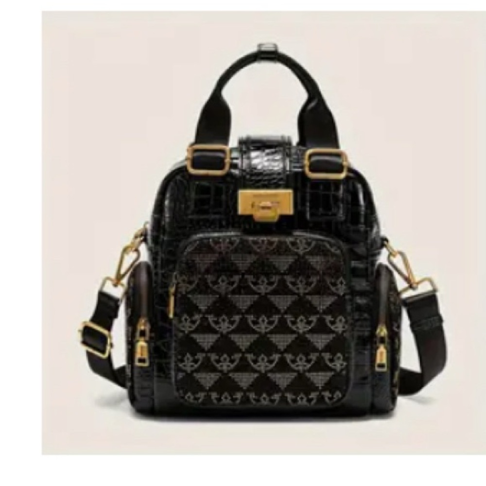 Chic Black Patterned Women's Backpack - image 3